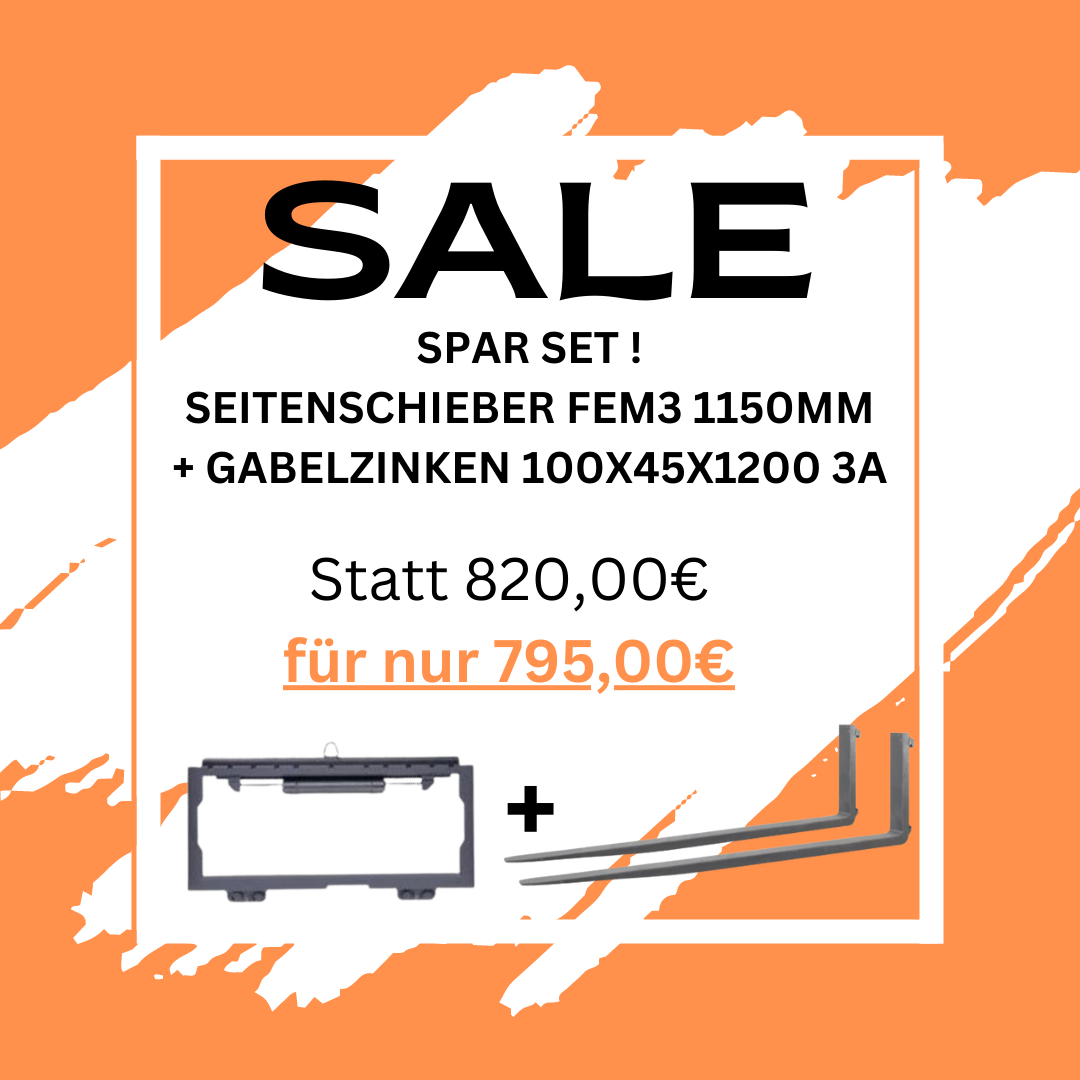 SPAR SET Seitenschieber FEM3 1150mm + Gabelzinken 100x45x1200mm FEM  3A